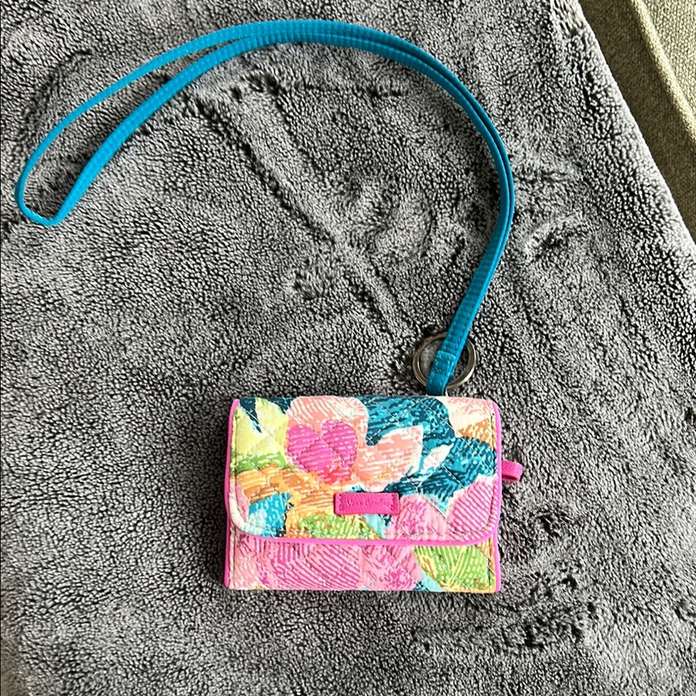 Vera Bradley Floral Clutch with Blue Strap